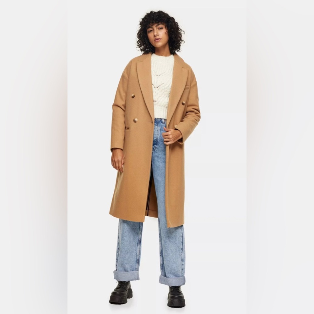 Topshop camel classic double breasted coat